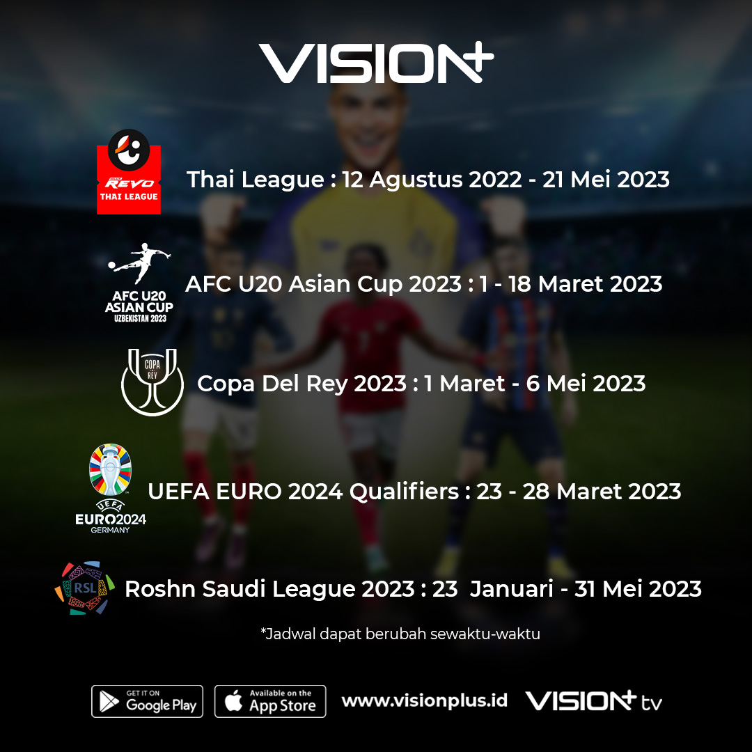 Jadwal Lengkap Pertandingan Sepakbola Di Vision+ Selama Maret 2023 ...